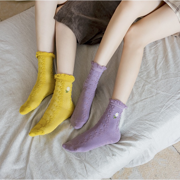 Tất nữ cao cổ bèo nhiều màu chất cotton mềm nhẹ thoáng thấm mồ hôi