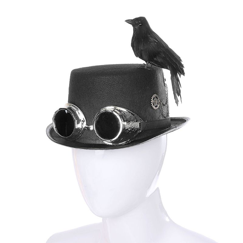 Xiangbao Mũ Jazz Màu Đen Phong Cách Gothic Steampunk Bằng Kim Loại Nặng Dùng Hóa Trang Lễ Hội Nhạc Lễ Hội Steampunk