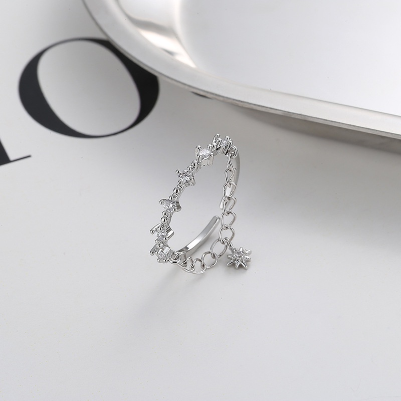 Nhẫn Hai Lớp Tua Rua Rỗng Đính Đá Zircon Hình Ngôi Sao Sáu Điểm Dành Cho Nữ F782