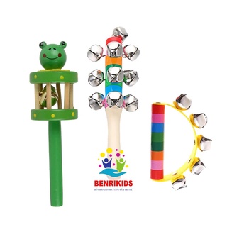 Set Đồ Chơi Sơ Sinh Lục Lạc Gỗ 3 Món Cho Bé Tập Cầm Nắm Và Phát Triển Thị Giác Thính Giác