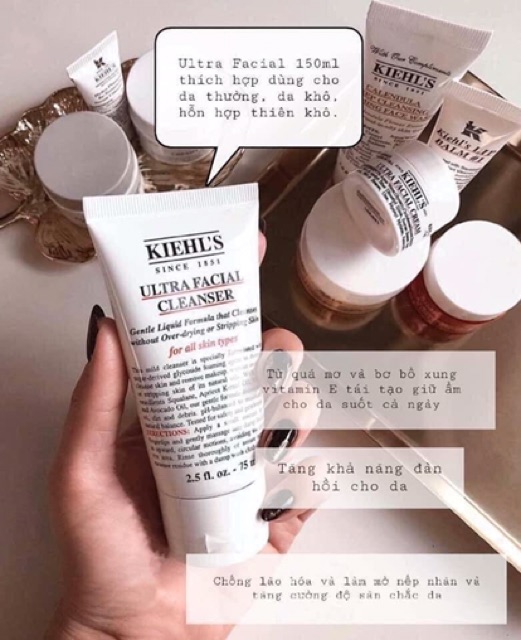 Sữa rửa mặt Kiehls mini da dầu và da khô 30ml Sữa rửa mặt Kiehl’s Hoa cúc Calendula - Ultra Facial Cleanser anvishop