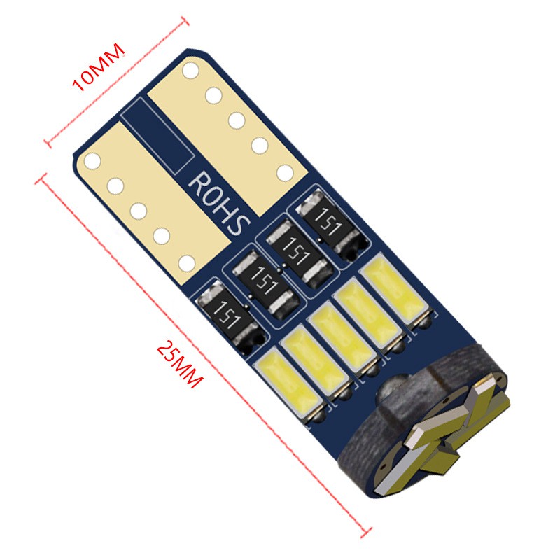 Bộ 2 đèn led T10 194 W5W 15SMD 4014 gắn biển số xe hơi