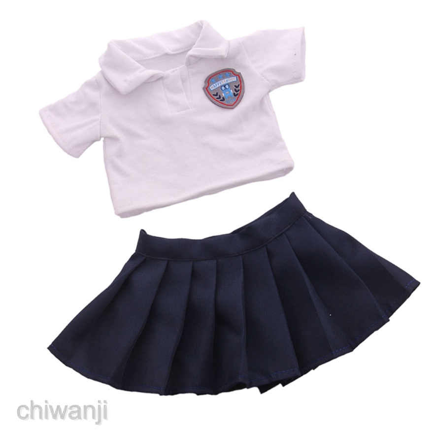Set đồng phục áo thun tay ngắn kèm chân váy cho búp bê