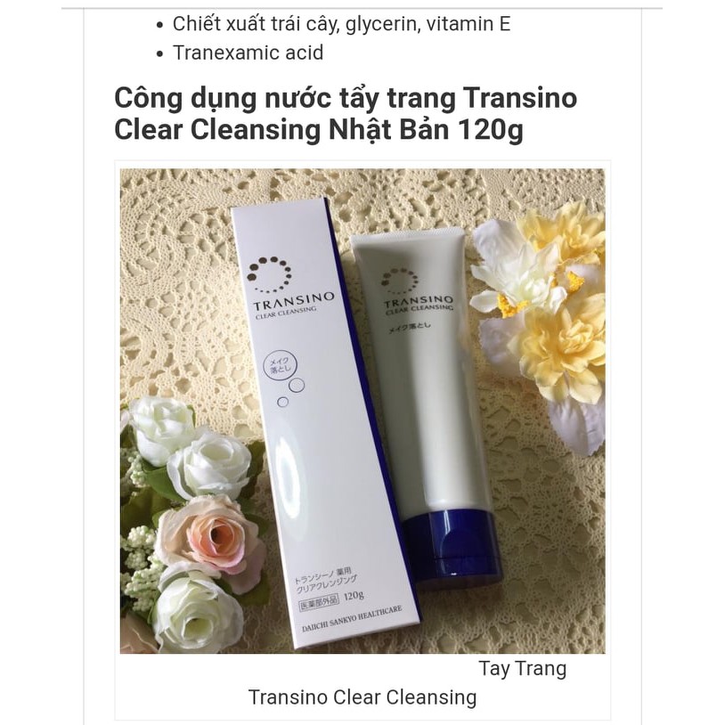 KEM TẨY TRANG TRANSINO CLEAR CLEANSING NHẬT BẢN 120G