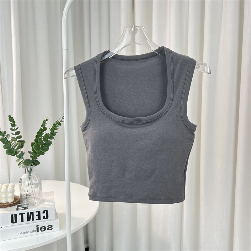 Áo thể thao sát nách SUXI cổ vuông màu sắc thanh lịch cho nữ