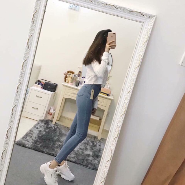 Quần Jean Ôm Lưng Cao Co Dãn (100% ảnh thật)
