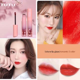 [Hàng mới về] Son kem hiệu TUTU với 5 kiểu màu tùy chọn trang trí họa tiết hoa anh đào xinh xắn