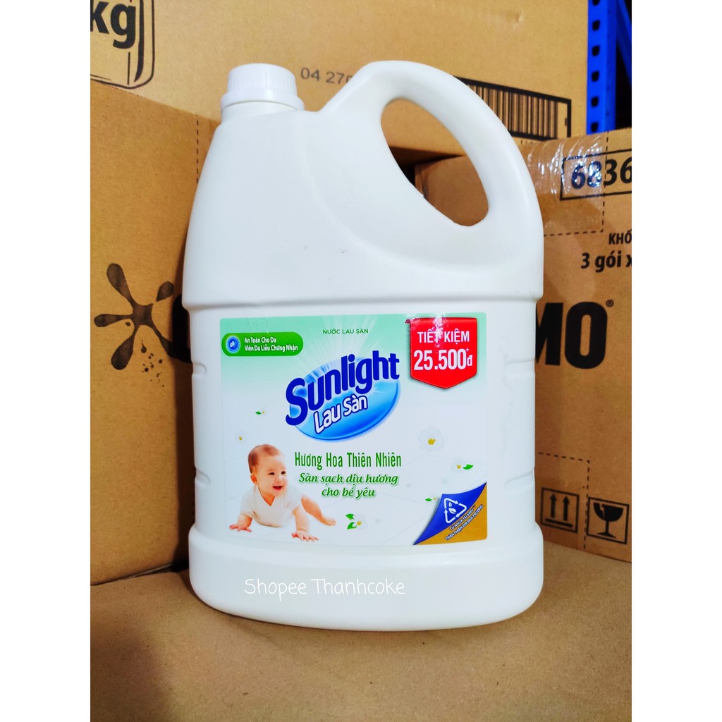 Can Nước Lau Sàn Sunlight 3.6kg Hương Hoa Hạ Bạc Hà/ Thiên Nhiên/ Diên vỹ