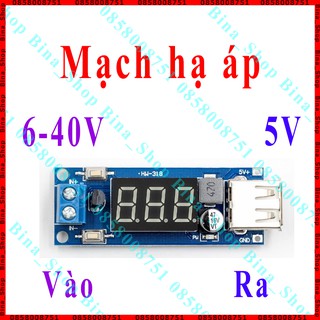  Mạch hạ áp 6-40V xuống 5V có màn hình hiển thị đầu vào