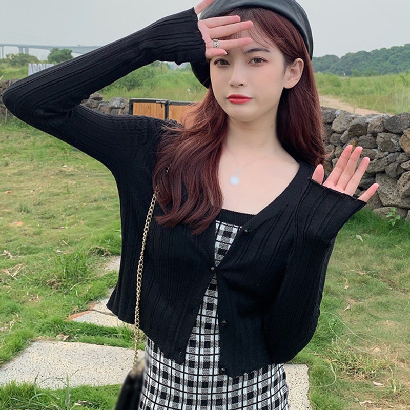 Áo Cardigan Dệt Kim Tay Dài Phối Nút Thiết Kế Đơn Giản Thời Trang | BigBuy360 - bigbuy360.vn