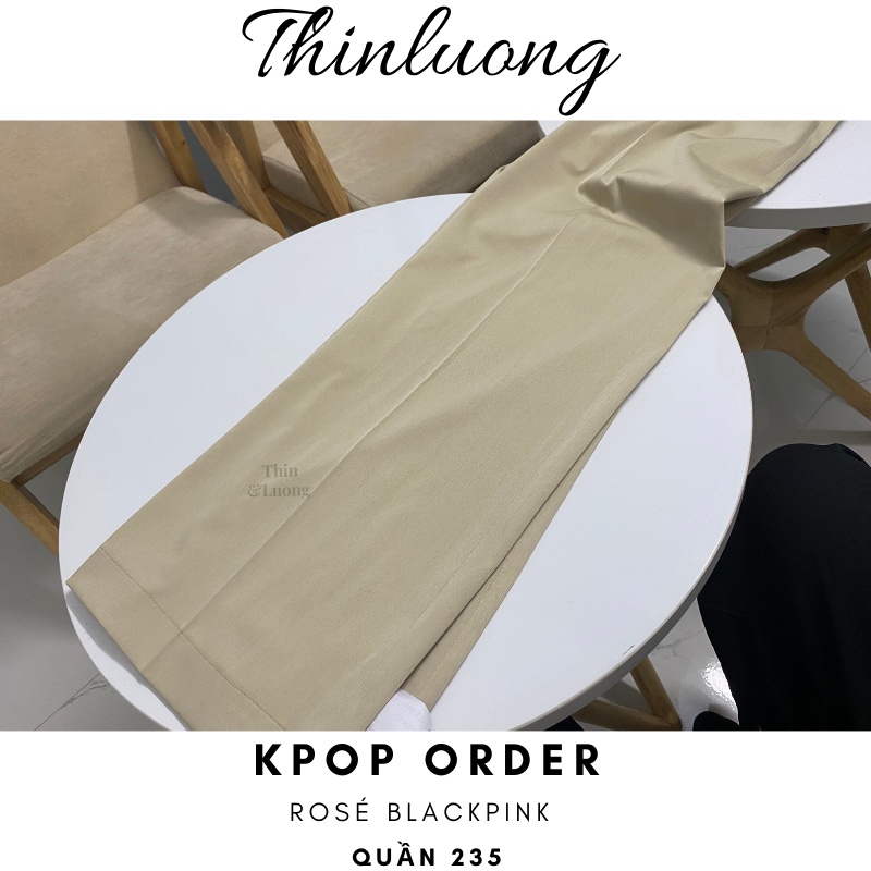 (Có sẵn 6 màu đủ size) Quần tây ống rộng suông giống Rose Blackpink cho nữ màu kem lưng ngang cạp cao