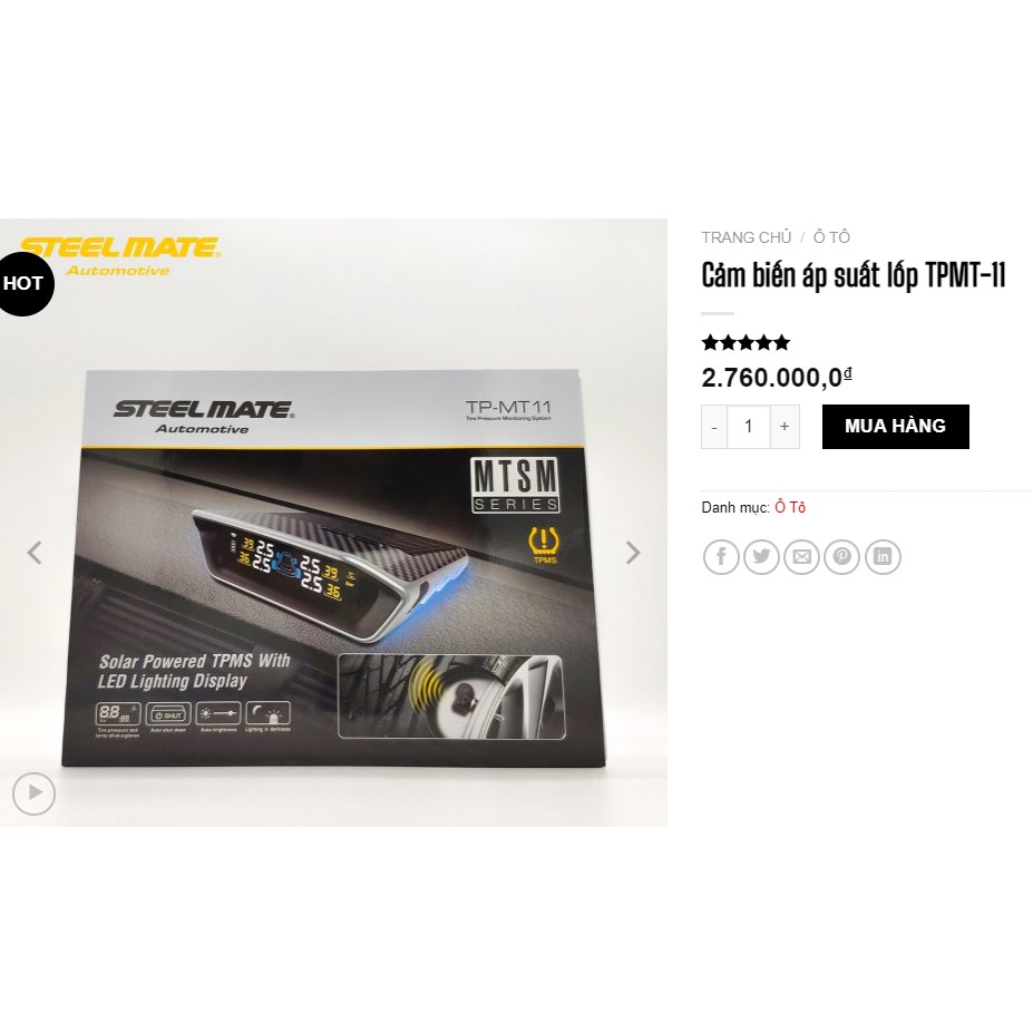 Cảm biến áp suất lốp Steel Mate MT11 van trong - Chính hãng bảo hành 3 năm