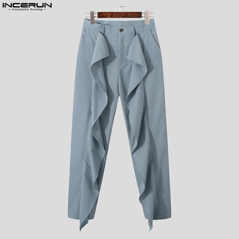 Quần dài INCERUN ống rộng màu sắc thanh lịch cho nam