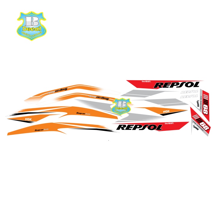 ( Quí khách vui lòng mang ra tiệm cho thợ dán ) Tem vario 150 repsol 68 trắng