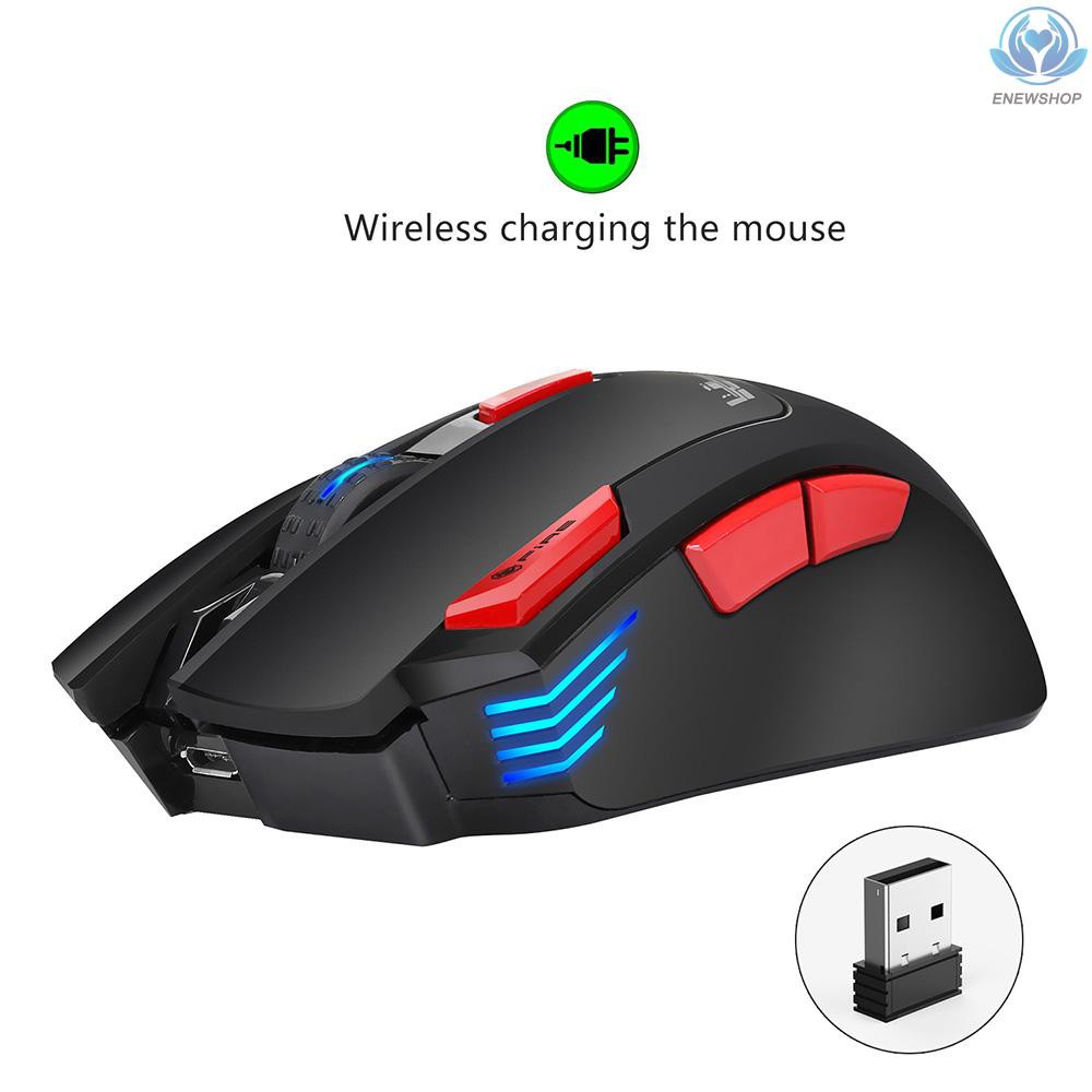 【enew】HXSJ T88 Wireless Gaming Mouse Rechargeable 7 Key Ergonomic Design Macro Programming Adjustable 4800DPI Optical Computer Mouse 2.4Hz Mice for PC Laptop