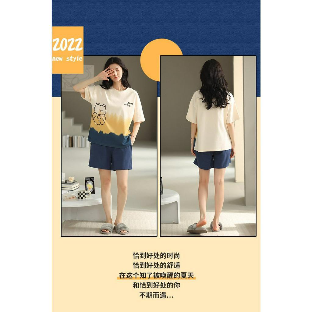 Bộ Mặc Nhà Cộc Tay Nữ Trẻ Trung Năng Động Chất Cotton - HÀNG QUẢNG CHÂU CAO CẤP
