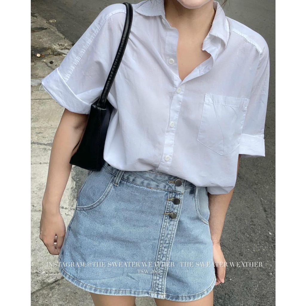 Áo sơ mi thô tay dơ.i mới