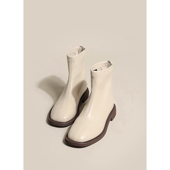 Giày Bốt Boot Da Cổ Thấp Nữ Cổ Ngắn Hàng Quảng Châu Thời Trang Phong Cách Hàn Quốc Chali G005