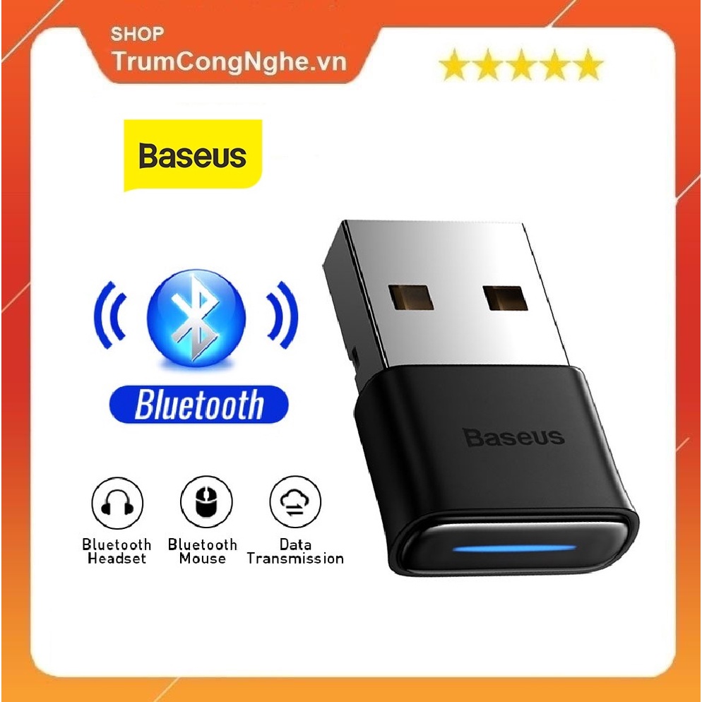 USB Bluetooth 5.0 Baseus BA04 thu phát tín hiệu Bluetooth cho máy tính, laptop
