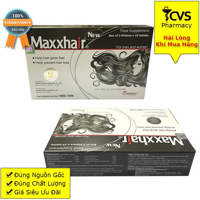 Maxxhair New Hộp 30 Viên - Thực Phẩm Chức Năng Cung Cấp Dưỡng Chất Phục Hồi Tóc