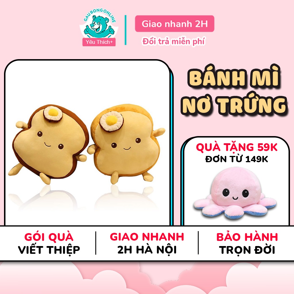 Gối Ôm Bánh Mì Nơ Trứng Nhồi Bông Dễ Thương Cao Cấp Gấu Bông Online