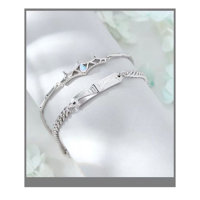 Vòng tay đôi nam nữ Vòng Tay Mạ Bạc 925 Khắc Chữ Princess and knight Thời Trang Cho Nam Và Nữ