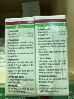 Nước muối sinh lý Efticol chai 10ml lốc 10 chai