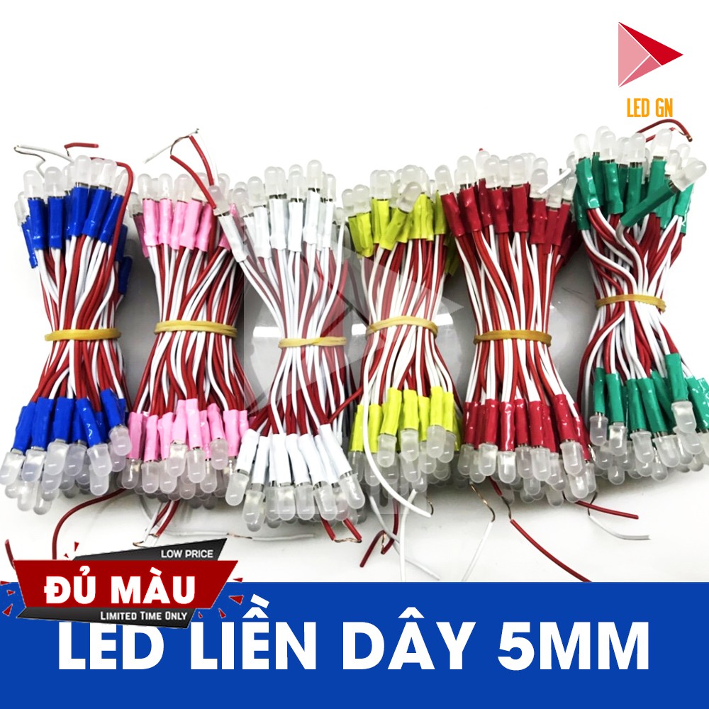 LED Liền Dây 5mm - Đủ Màu - 5V DC [ Dây 100 Bóng ]