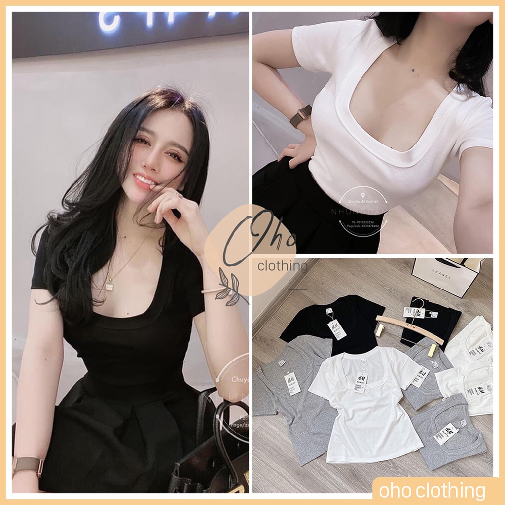 Áo Thun Cộc Tay, Cổ Vuông Basic Cá Tính - Có Ảnh, Video Thật - Oho Clothing