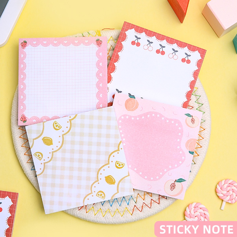 Set 80 Tờ Giấy Ghi Chú Họa Tiết Ren Trái Cây Dễ Thương
