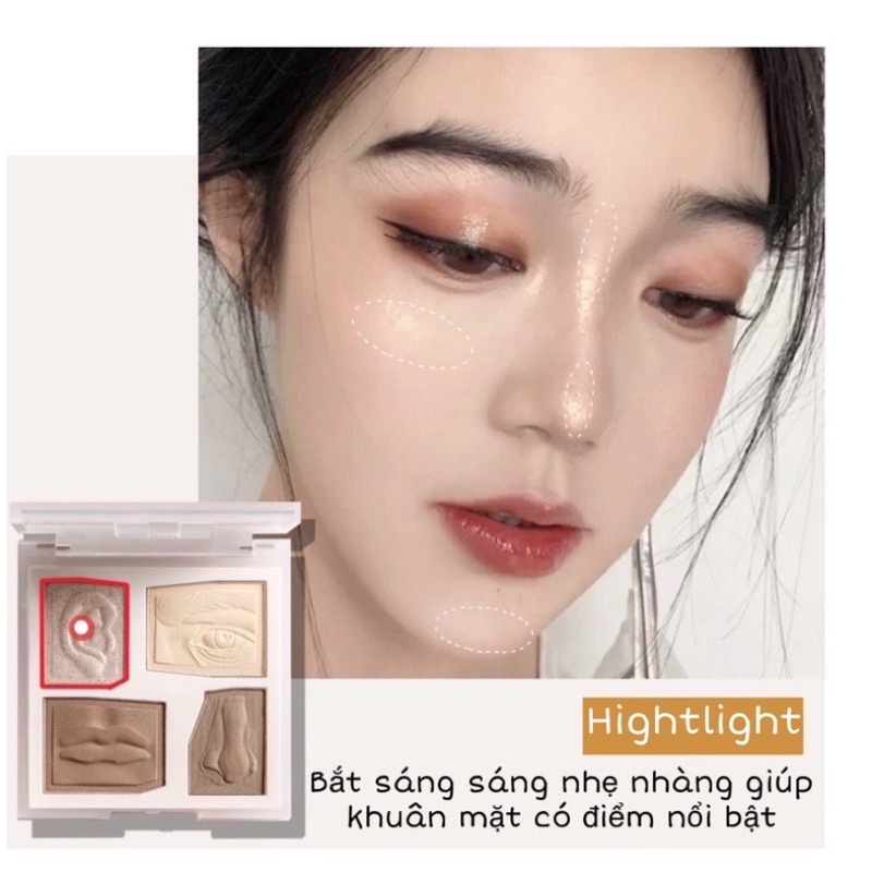 Bảng 4 trong 1 MINSHZEE : Phấn má & Highlight Phấn phủ Tạo khối