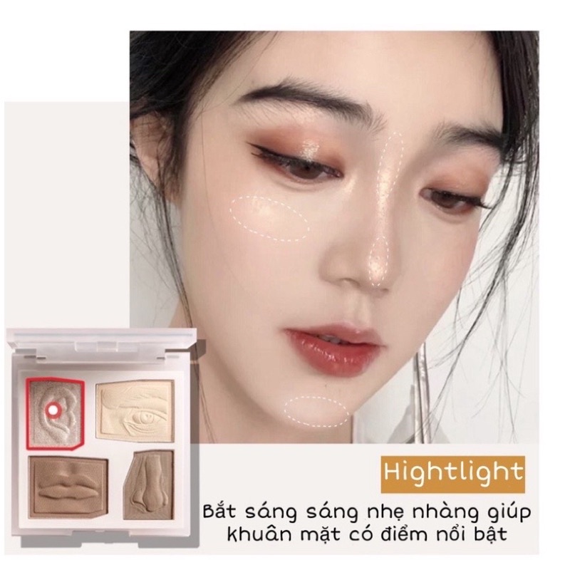 Bảng 4 trong 1 MINSHZEE : Phấn má &amp; Highlight Phấn phủ Tạo khối