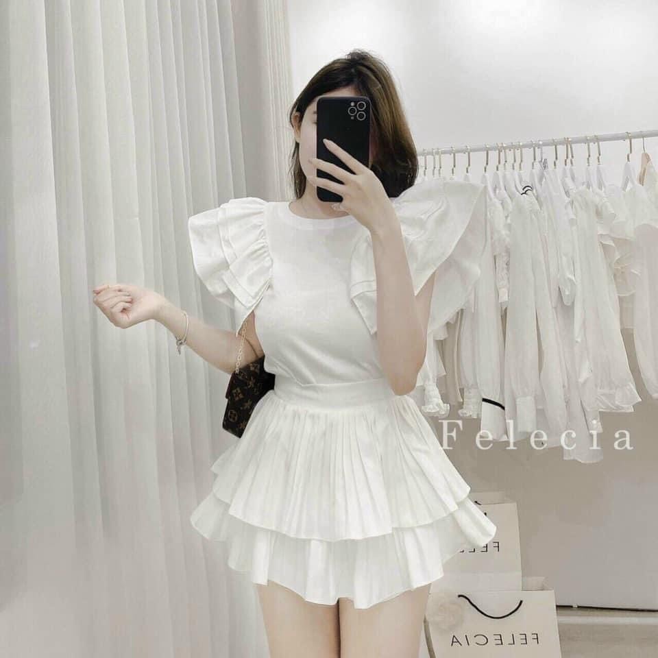 Chân váy xòe dập ly 2 tầng nhiều màu thời trang Banamo Fashion 521