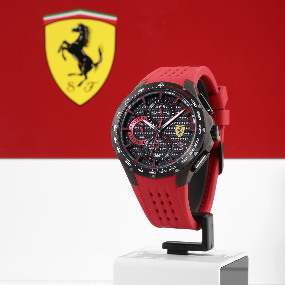 Đồng Hồ Ferrari Nam Dây Cao Su Pin-Quartz 0830727 - Mặt Đen (44mm)