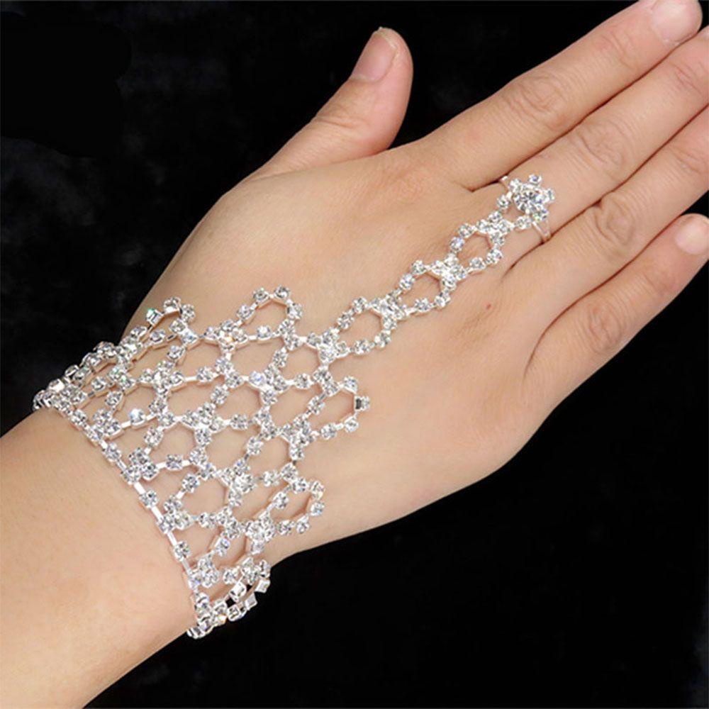 Vòng Tay Liền Nhẫn Phối Dây Xích Nối Nhẫn Phong Cách Cổ Điển Cho Nữ