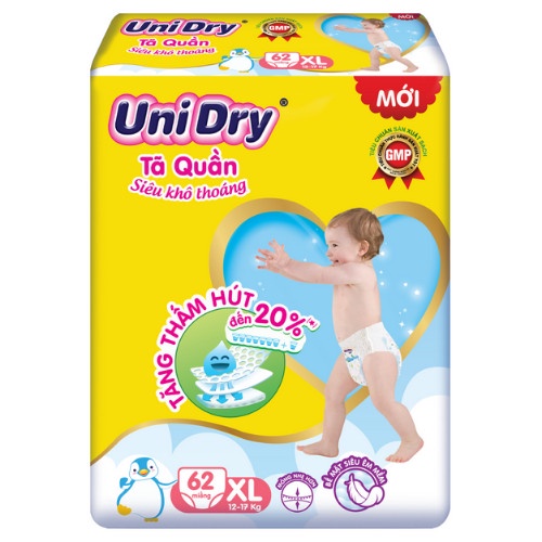 Tã quần UniDry Super Jumbo Size M74/L68/XL62/XXL56 Mới