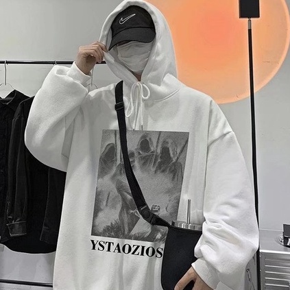 Áo hoodie dáng rộng in họa tiết phong cách hiphop đường phố Hàn Quốc