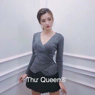 Áo len nhũ cổ chéo bó sát sexy