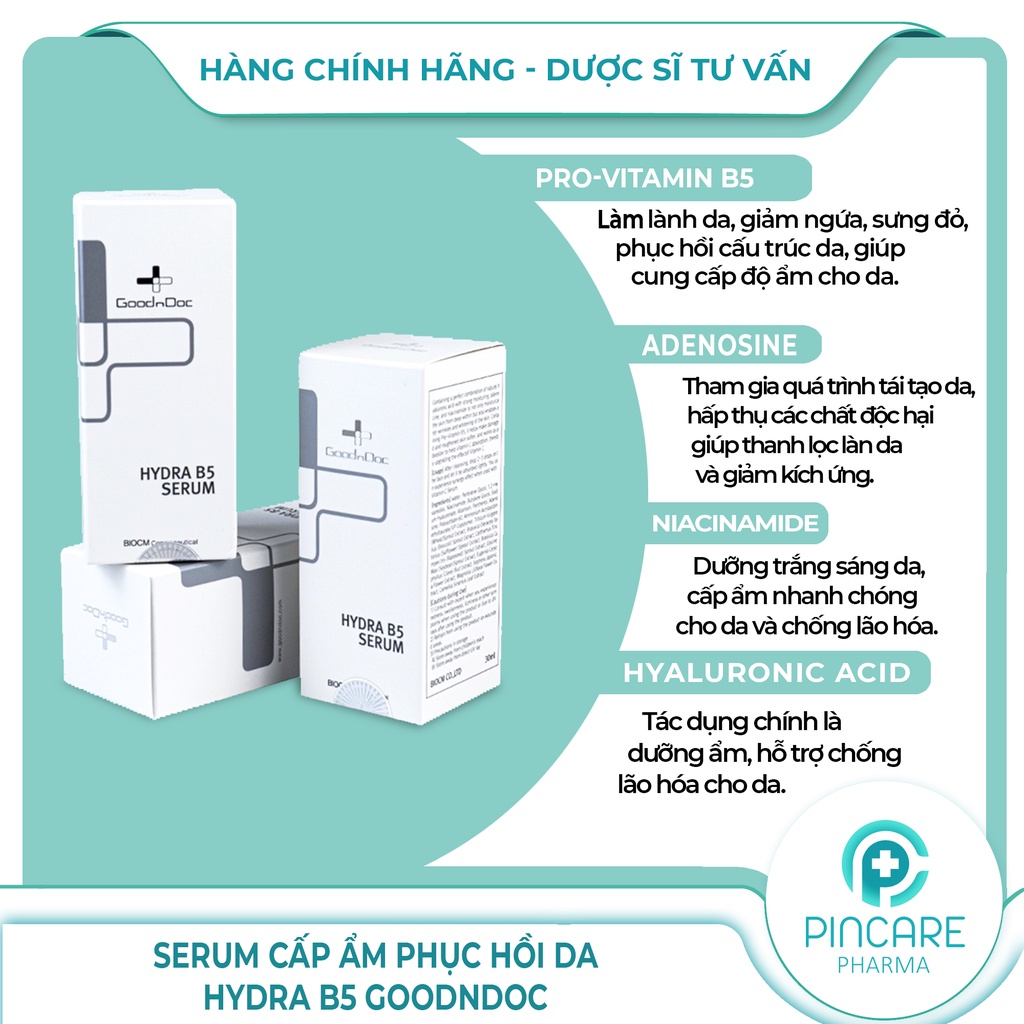 Serum B5 GoodnDoc, Serum Cấp Âm Và Phục Hồi Da Hydra B5 GoodnDoc - Hàng Chính Hãng - Nhà Thuốc PinCare