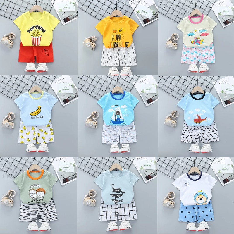 Set Áo Thun Tay Ngắn &amp; Quần Short Cho Bé Từ 1-6 Tuổi