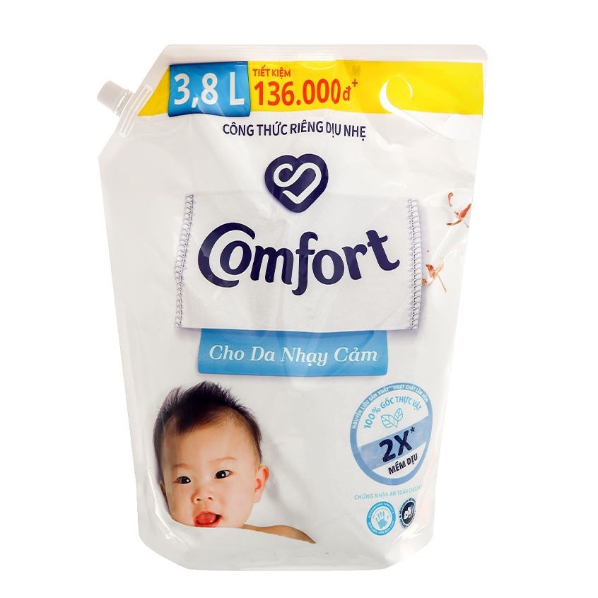 Nước xả vải Comfort Cho Da Nhạy Cảm Túi 3.2/1.8L dịu nhẹ cho da bé và gia đình