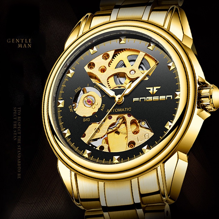 Đồng Hồ Nam Automatic, Đồng Hồ Cơ Lộ Máy Cao Cấp Tự Động Lên Dây Cót Khi Đeo, Lộ Cơ Mặt Và Đáy, Phong Cách Thời Trang Ch