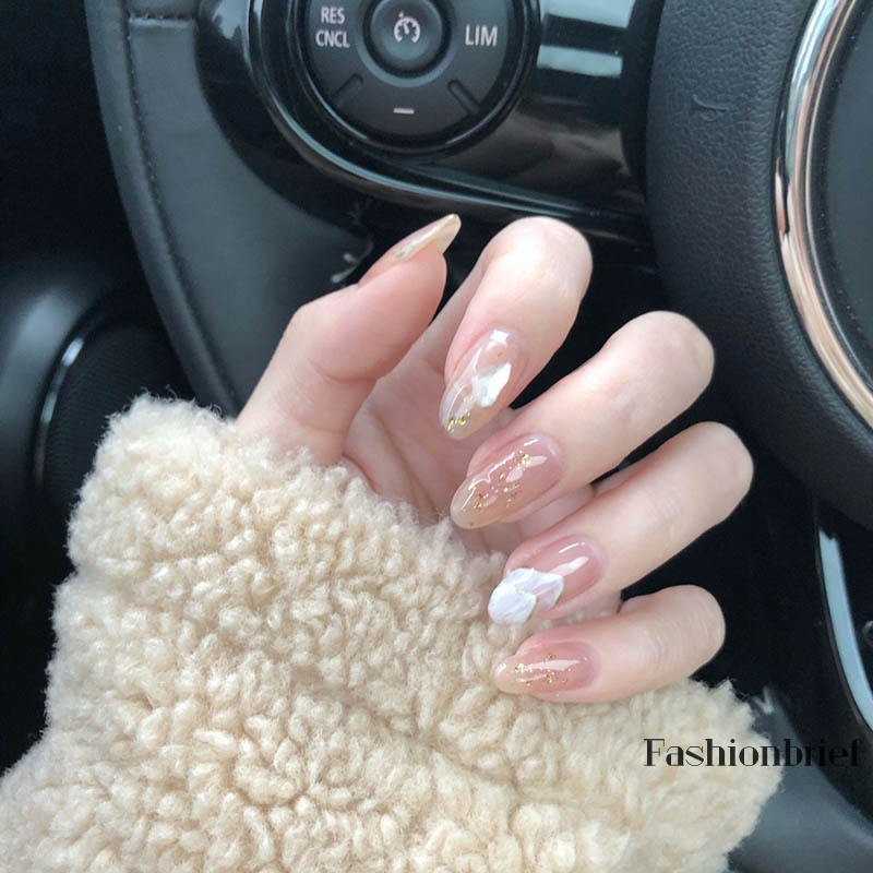 Bộ 24 móng tay giả họa tiết lông vũ xinh xắn dành cho nữ