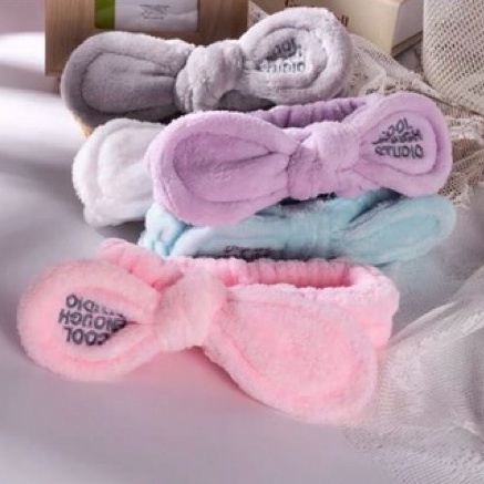 Bờm rửa mặt tai thỏ 3D mới, Băng Đô Turban Cool Enough Studio Tai Thỏ Chất Liệu Vải Bông Nhung Dày Dặn