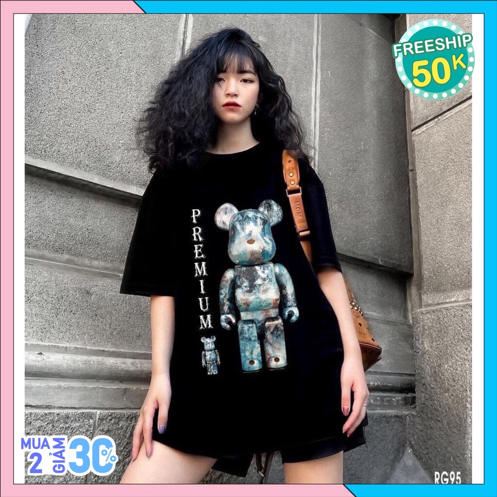 Áo phông nam nữ unisex tay lỡ Gấu Predium Fantashopz, áo thun form rộng cổ tròn phong cách teen
