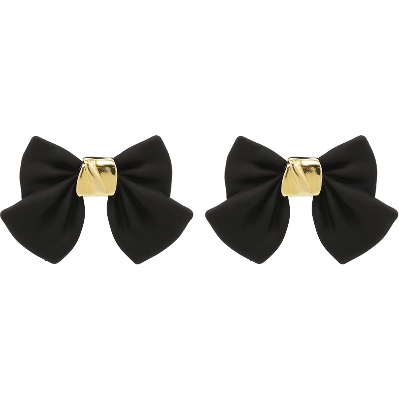 Bông Tai Bạc S925 Hình Nơ Màu Đen Xinh Xắn Thời Trang