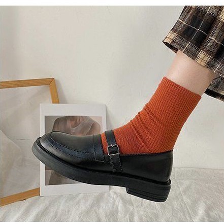 Giày da mềm moka thời trang phong cách ulzzang Hàn Quốc xinh xắn cho nữ 2 màu Nâu + Đen - Mã G48