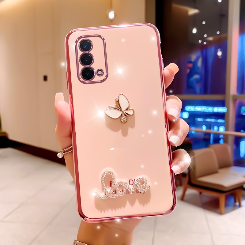 Ốp Điện Thoại Mềm Mạ Hình Bướm Sang Trọng Cho Realme 8i 9i 9 Pro Plus C35 7 5 6 Pro