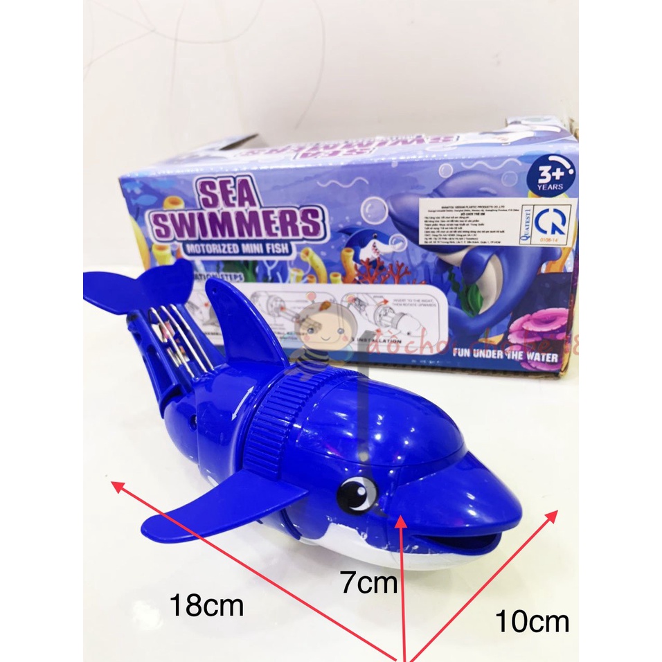 Hộp đồ chơi tàu thuyền cano chạy pin dưới nước, cá heo lội nươc