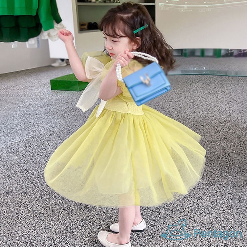 Đầm Công Chúa Tay Phồng Màu Trơn Ngọt Ngào Thời Trang Cho Bé Gái 0-3 Tuổi